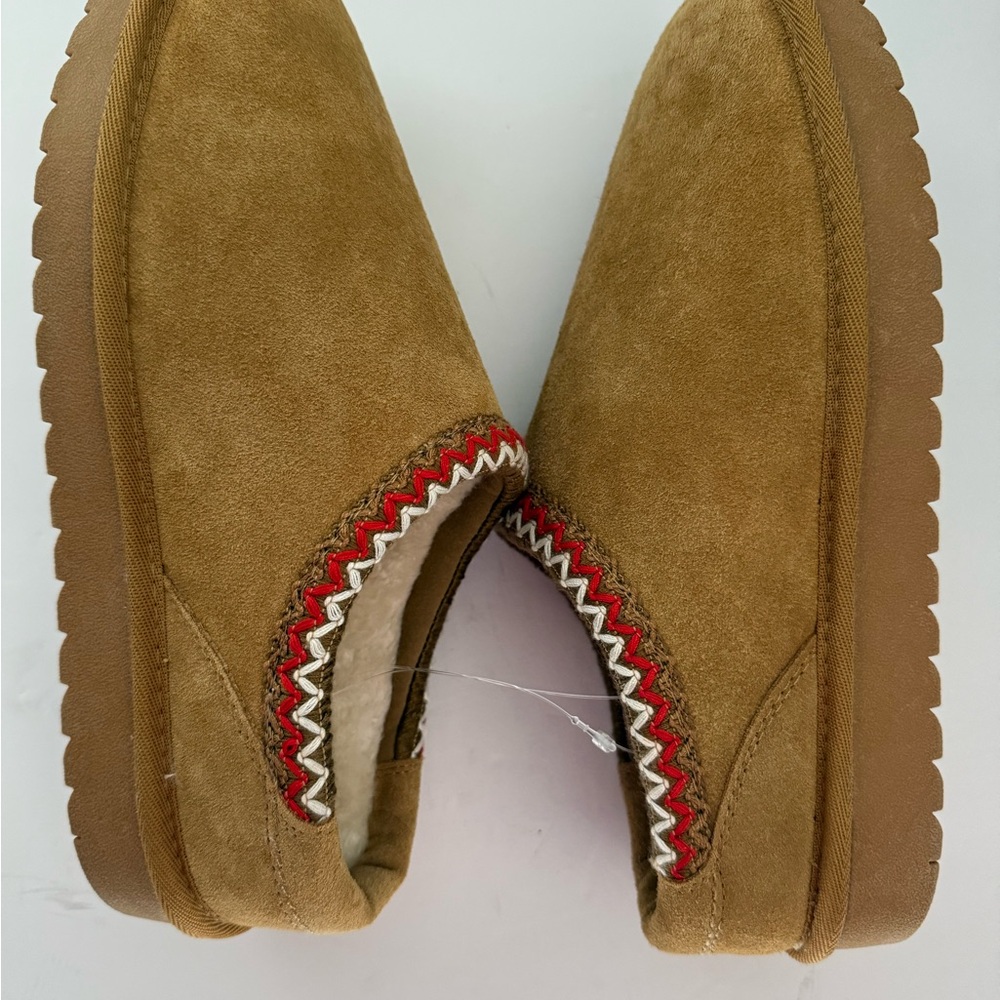 Cozy Keto Tan Genuine Suede Camel Slippers Slipper Clog Shoes for Women - Picture 4 of 9